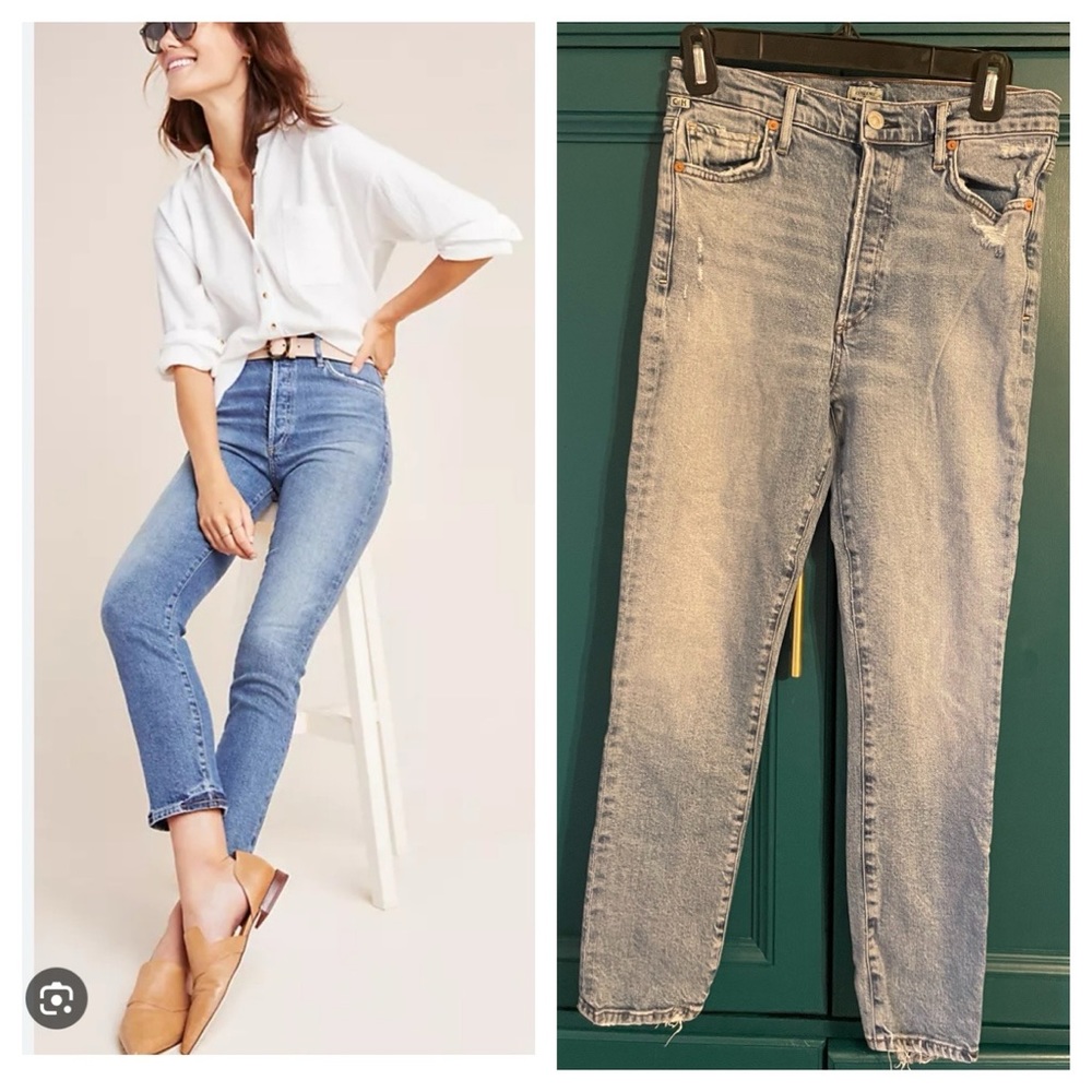 Citizens of Humanity Olivia high rise slim ankle jeans w distressing